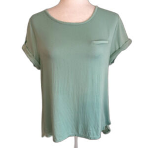 Chicos | Turquoise Short Sleeve Cuffed Sleeve Pocket Front Blouse Size 1 Modal